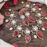 Exclusive Red Victorian Diamond Short Neckpiece-VV1921